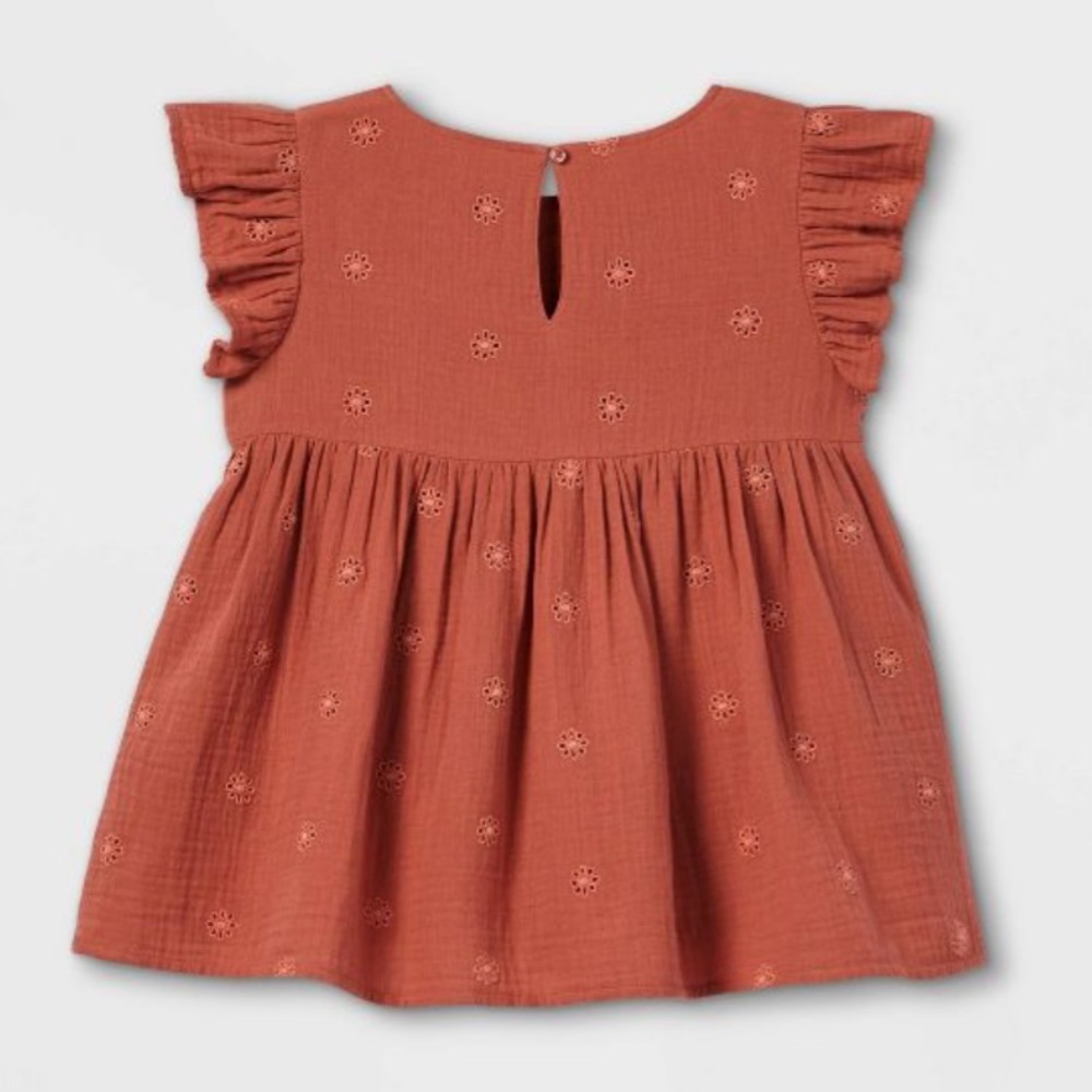 Cat & Jack Eyelet 100% Cotton Flutter Top - Picture 2 of 5